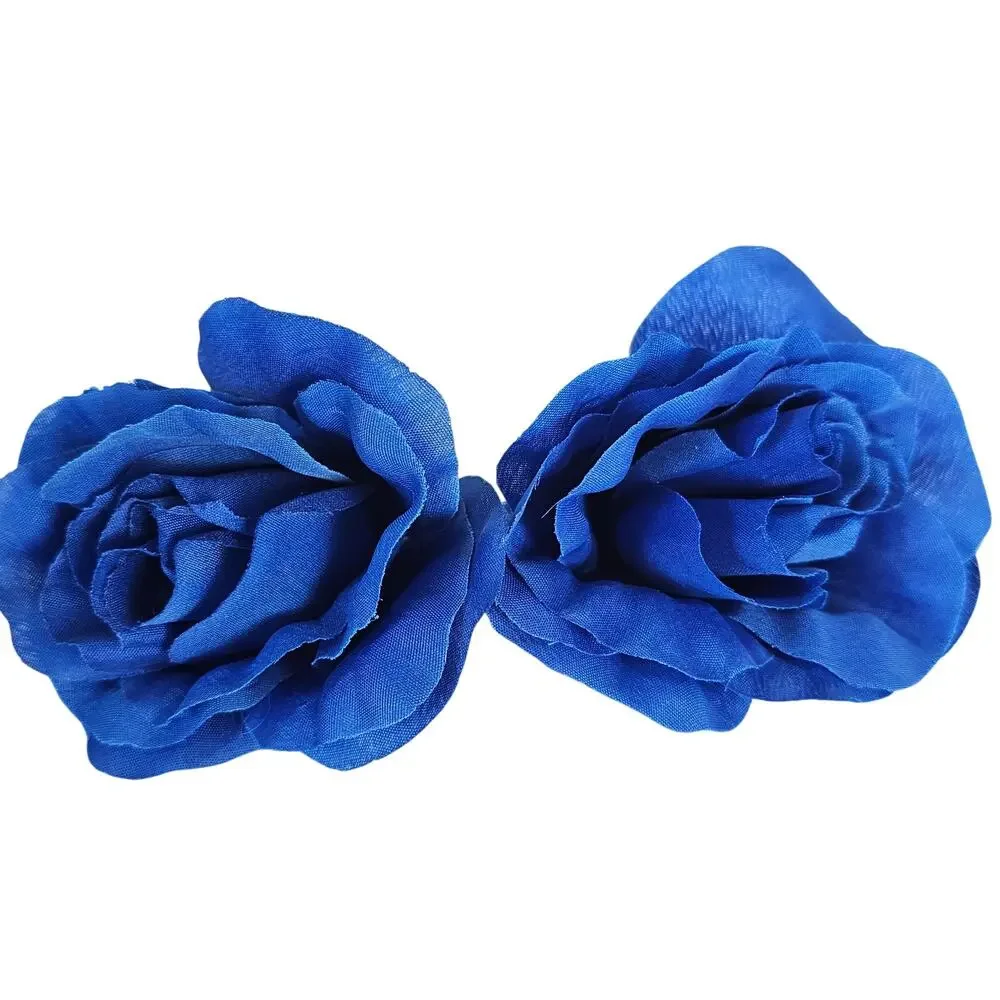 38 Royal Cobalt Blue Artificial Silk Rose Flower Heads 4in Wedding Craft Wreath